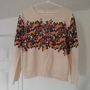 Floral Print Cream Sweater